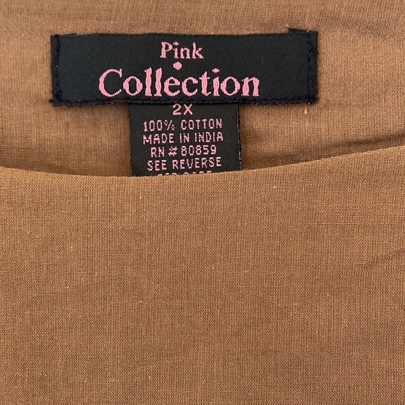 Fun Cotton 2X Brown and Orange retro Pattern Tunic Top - Picture 3 of 5